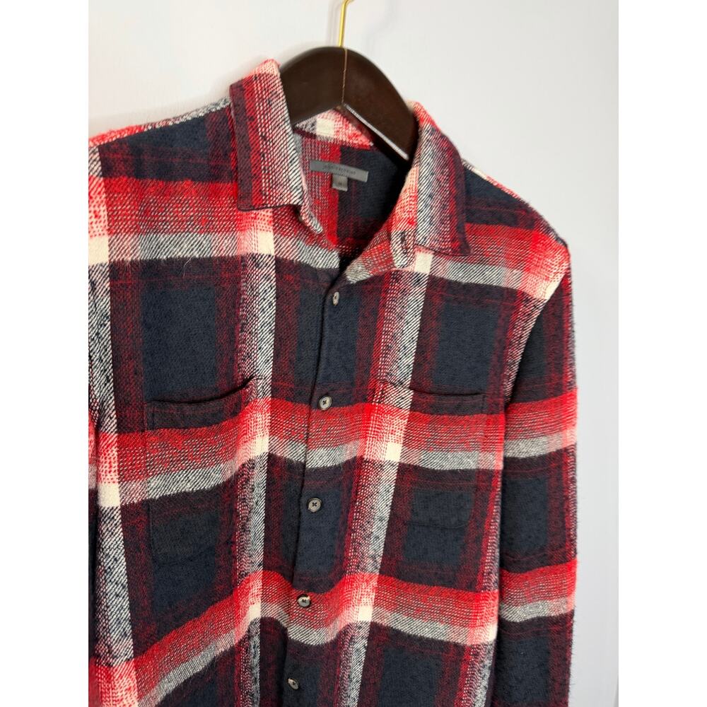 John Varvatos Farron Wool Flannel Plaid Button-Up Long-Sleeve Shirt Sz M - Picture 2 of 12